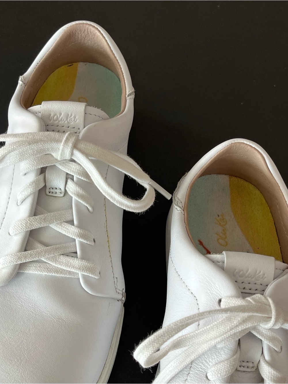 OluKai Pehuea Li ‘ILI Premium Island Inspired White Leather Sneakers Size 8 - Picture 2 of 12
